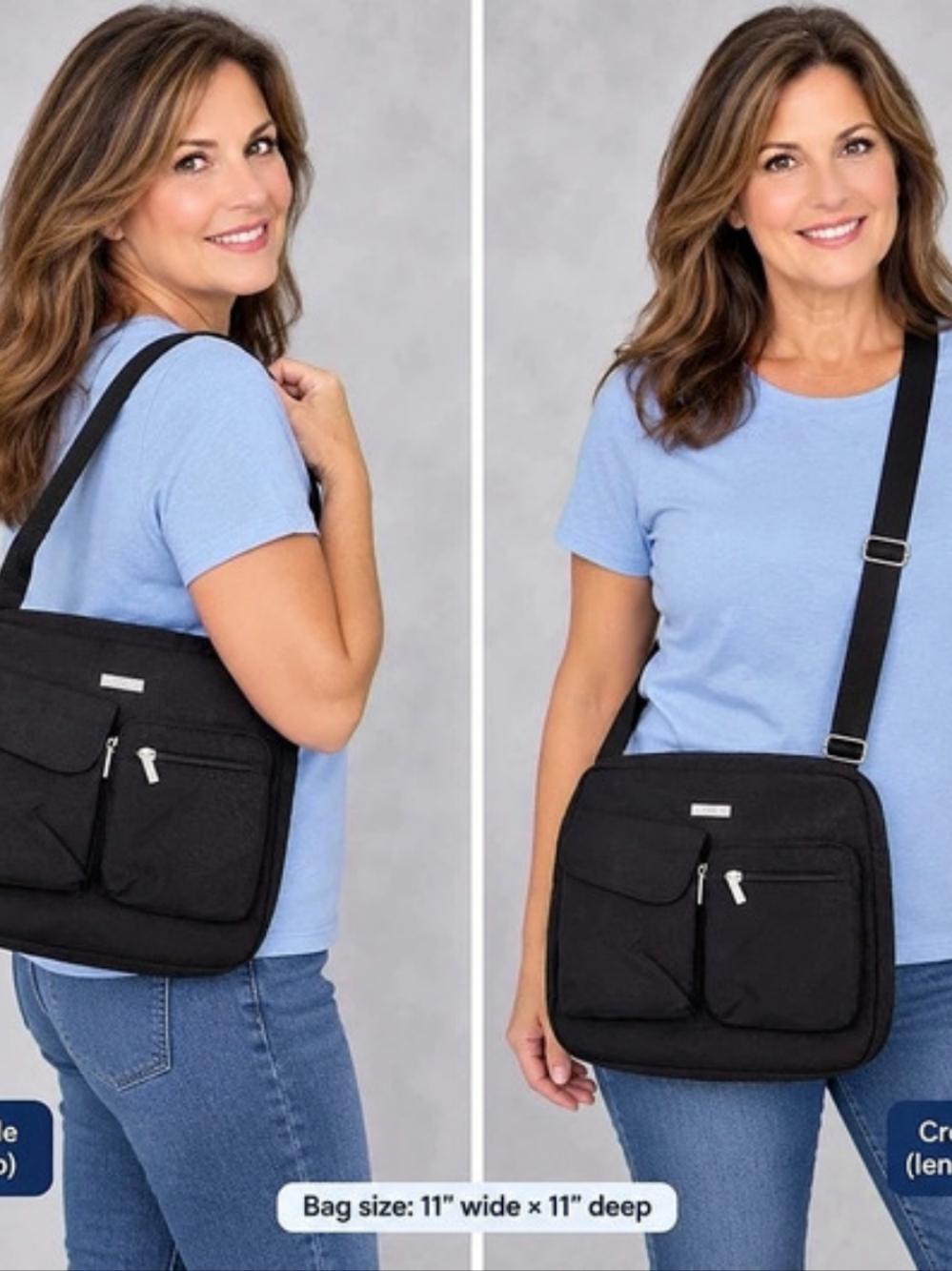 Baggallini Black Crossbody Shoulder Bag Like New